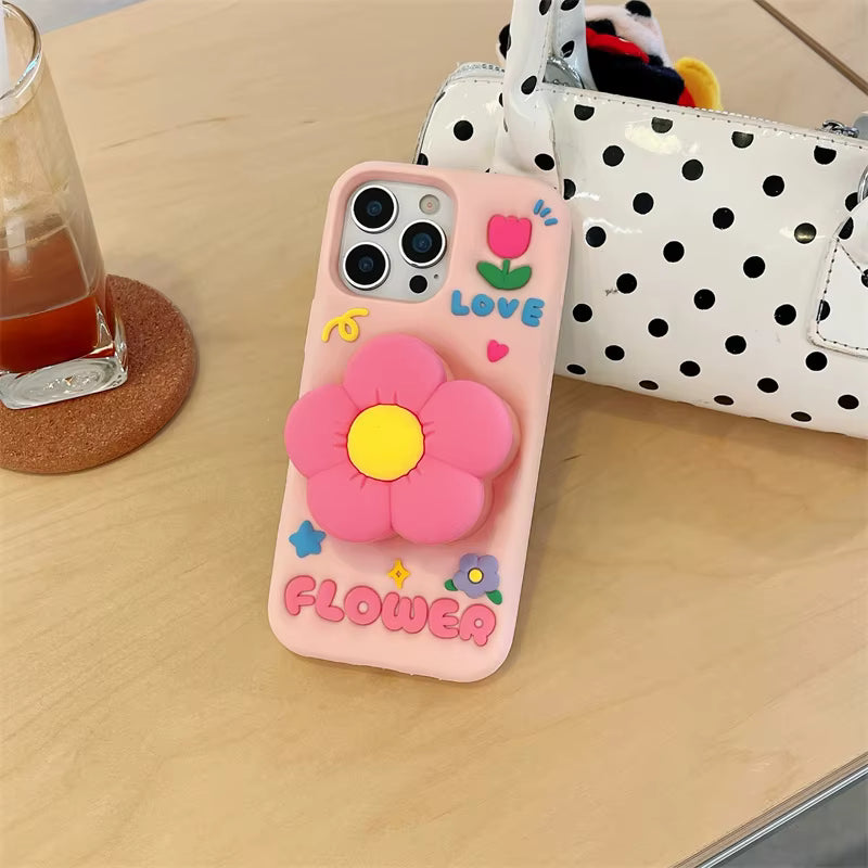 Wind Cute Girl Silicone Flower Mobile Phone Case for IPhone