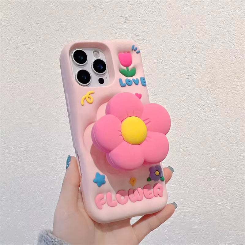 Wind Cute Girl Silicone Flower Mobile Phone Case for IPhone