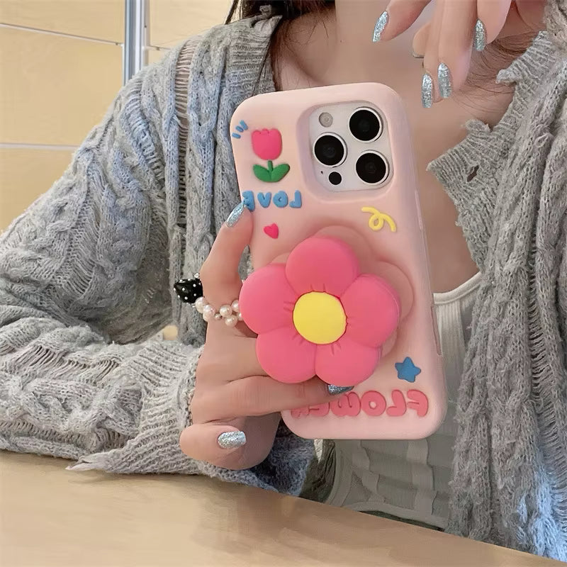 Wind Cute Girl Silicone Flower Mobile Phone Case for IPhone