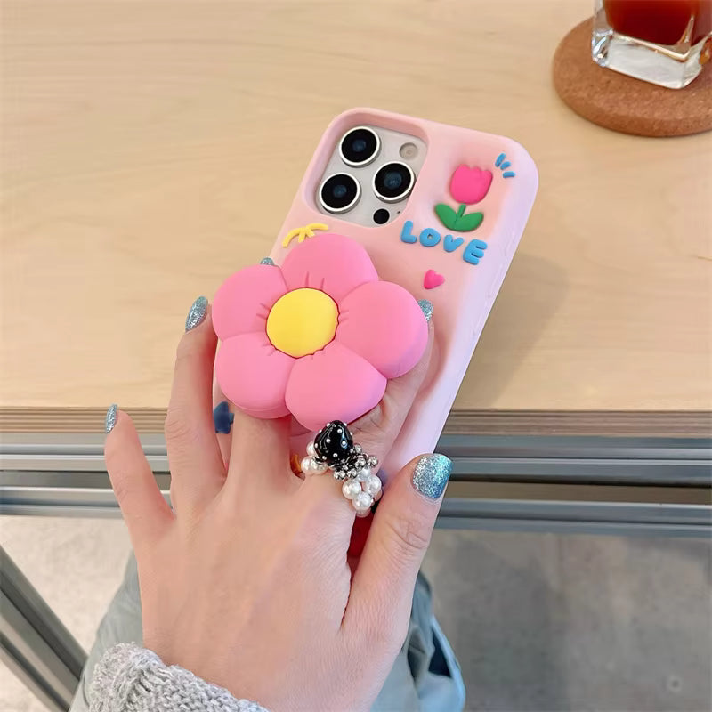 Wind Cute Girl Silicone Flower Mobile Phone Case for IPhone