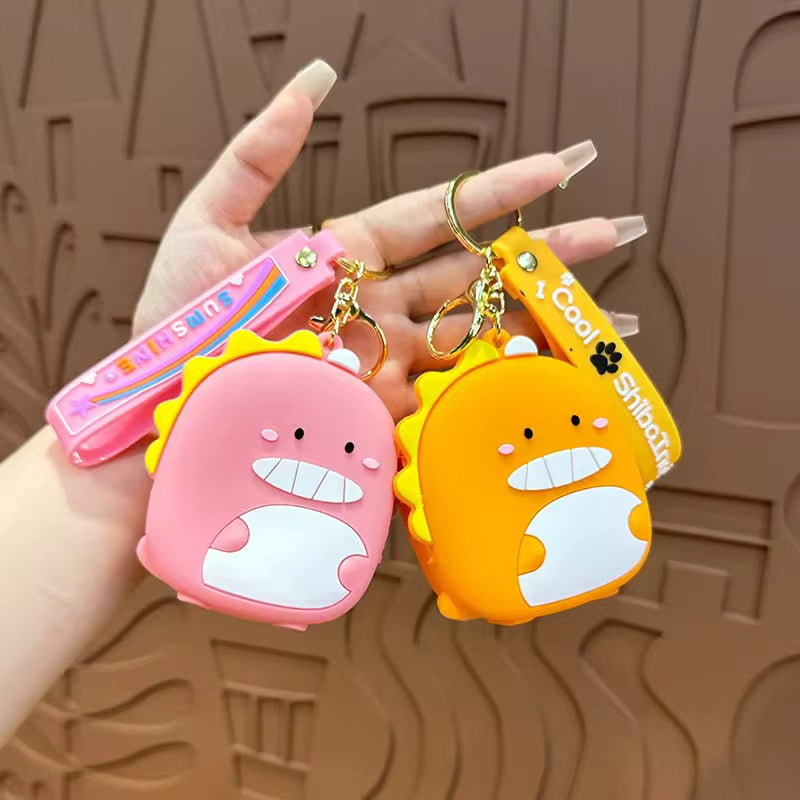 Cute Cartoon Silicone Dinosaur Coin Purse Keychain Backpack Kids Wallet Key Chains