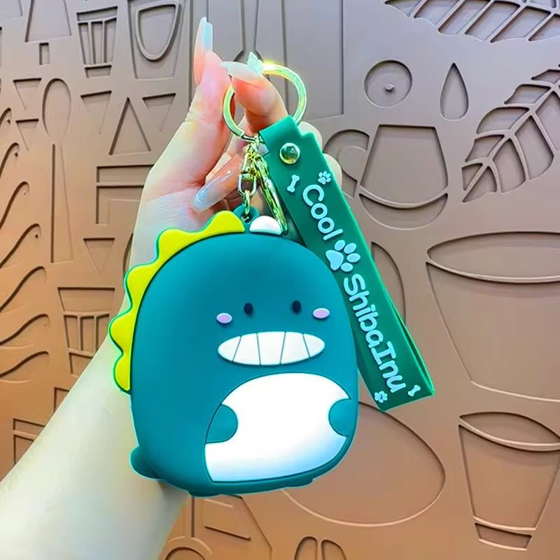 Cute Cartoon Silicone Dinosaur Coin Purse Keychain Backpack Kids Wallet Key Chains