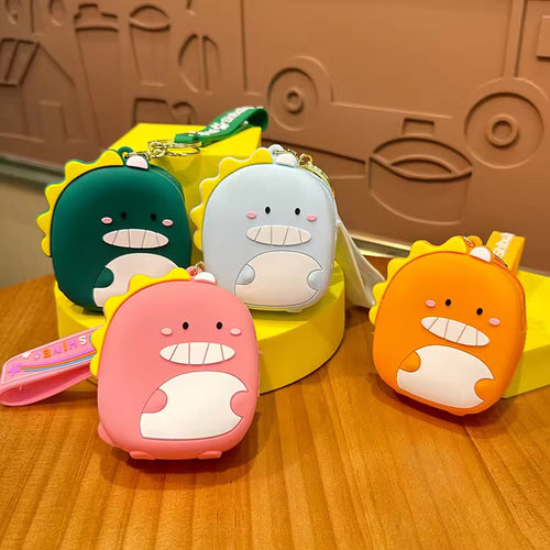 Cute Cartoon Silicone Dinosaur Coin Purse Keychain Backpack Kids Wallet Key Chains