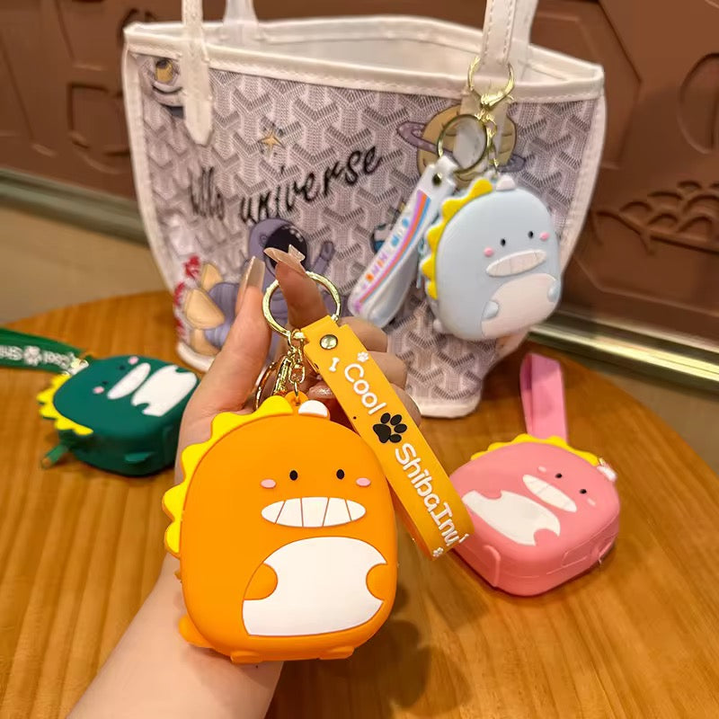 Cute Cartoon Silicone Dinosaur Coin Purse Keychain Backpack Kids Wallet Key Chains