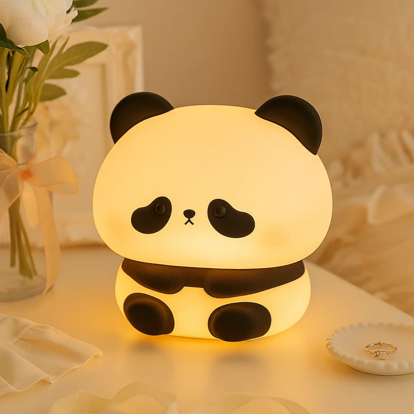 Big Adorable Panda Head Silicone Night Lamp – Soft Glow for Cozy Nights