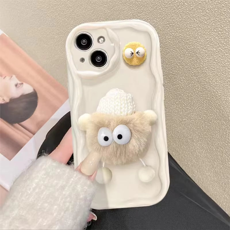 Korean Ins Style Full Package Camera protection Cartoon Plush Silicone TPU Girl for Phone Case