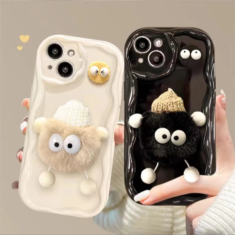 Korean Ins Style Full Package Camera protection Cartoon Plush Silicone TPU Girl for Phone Case