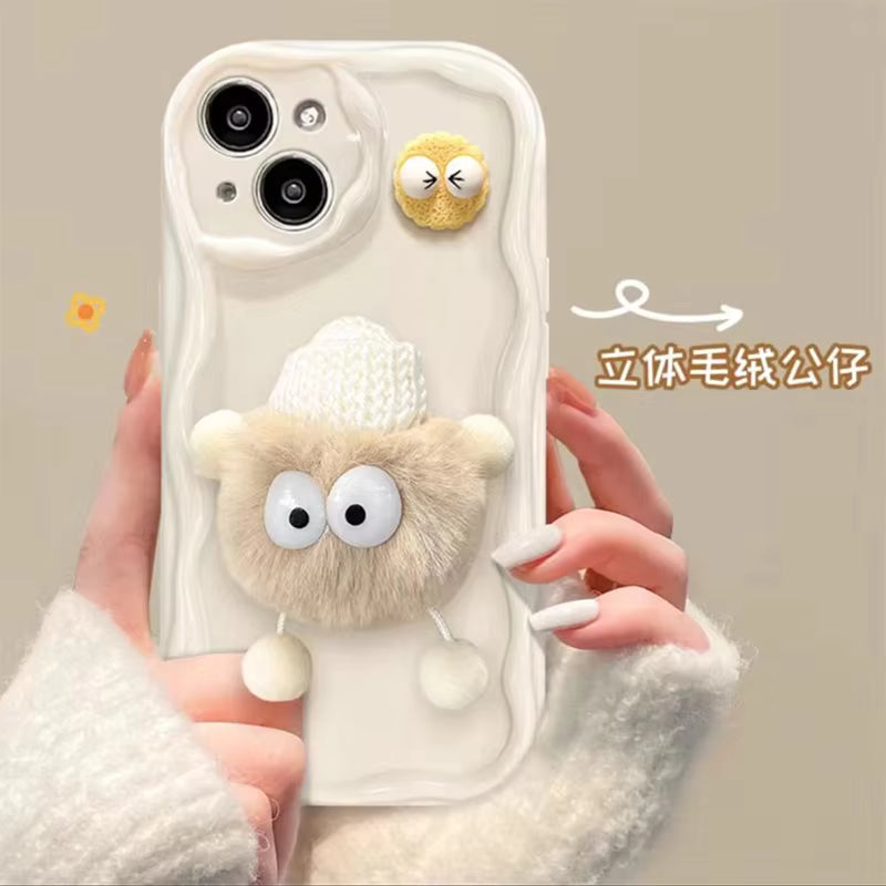 Korean Ins Style Full Package Camera protection Cartoon Plush Silicone TPU Girl for Phone Case