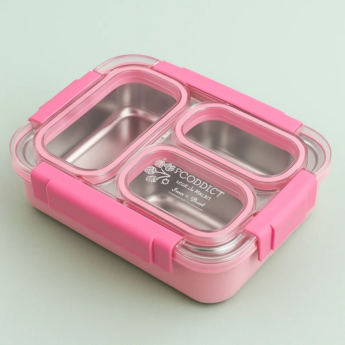 Korean Style 3-Compartment Bento Lunch Box – Leakproof & Portable