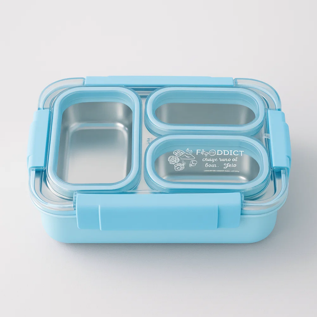 Korean Style 3-Compartment Bento Lunch Box – Leakproof & Portable