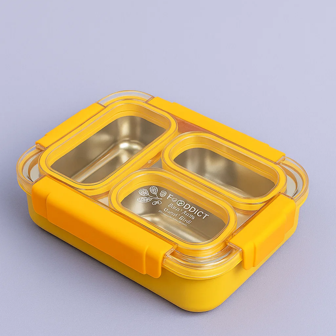 Korean Style 3-Compartment Bento Lunch Box – Leakproof & Portable