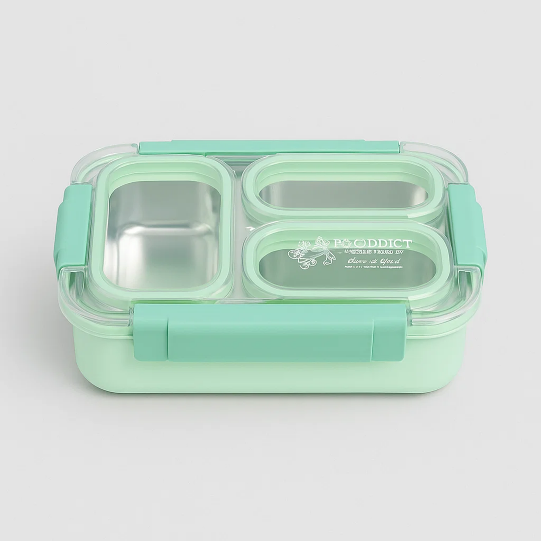 Korean Style 3-Compartment Bento Lunch Box – Leakproof & Portable